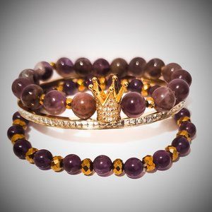The “Serenity” Crown Set - Amethyst Bracelet Set